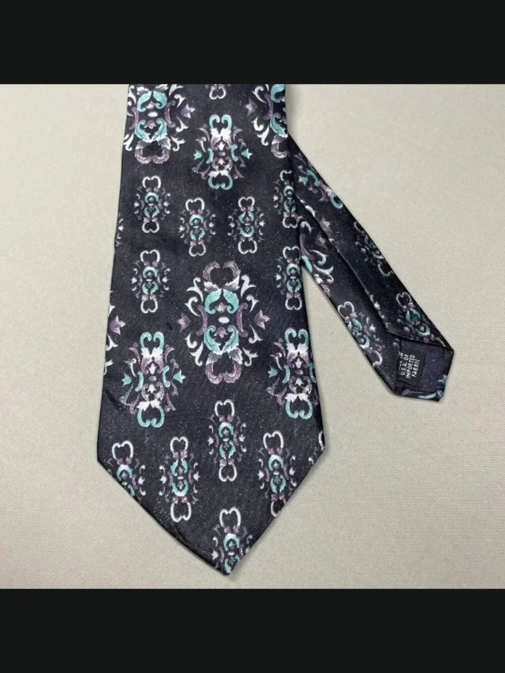 Christian Dior Monsieur Mens Tie black purple blue silk filigree floral designer